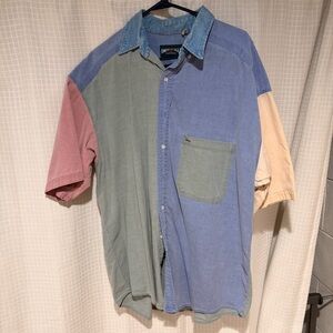 Vintage 90s Colorblock Button Down Shirt